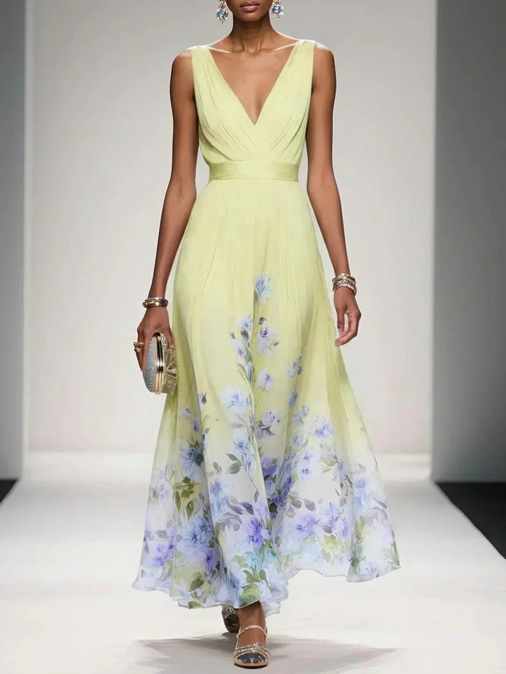 Millie | Stylish Floral Print V-Neck Races Dresses