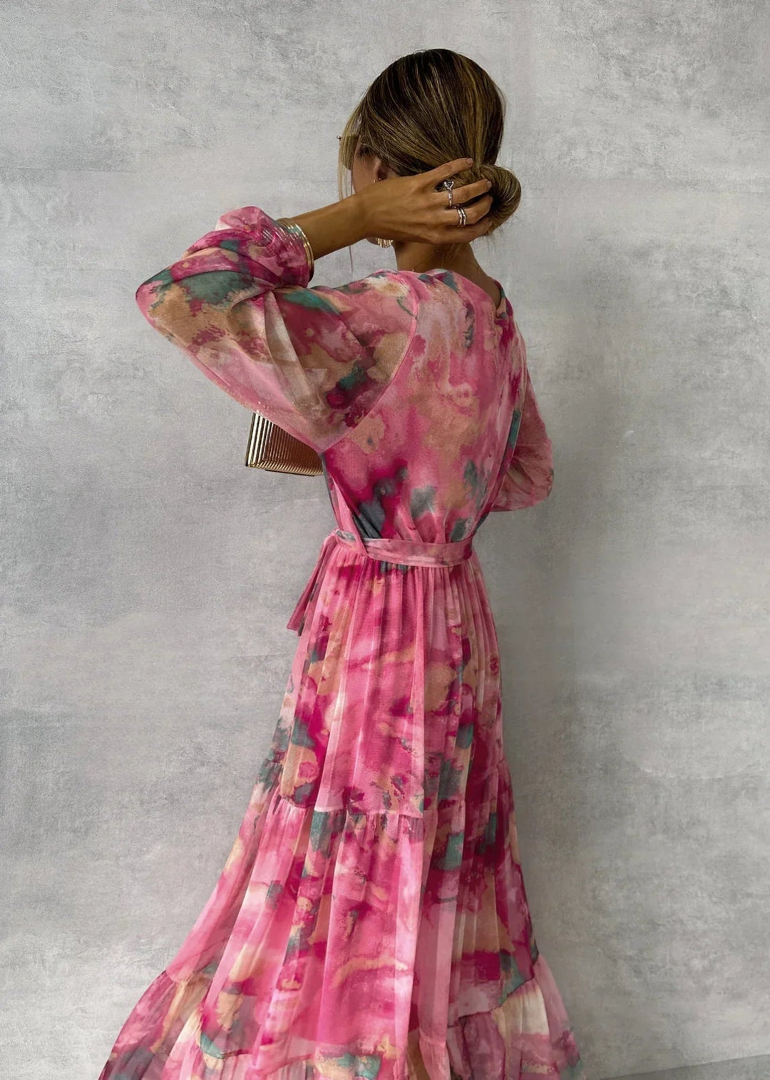 Millie | Stylish Floral Print Wrap Maxi Races Dress