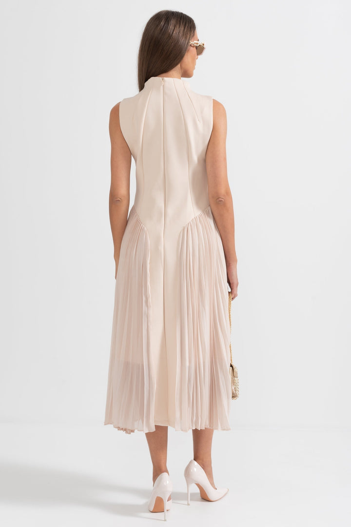 Millie | Stylish Pleated Sleeveless Cocktail Midi Dress