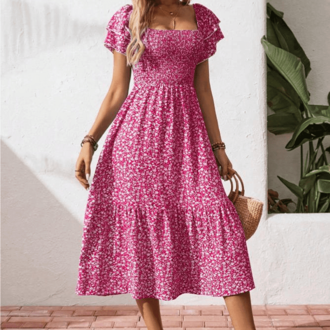 Millie | Timeless Floral Shirred Midi Summer Dresses