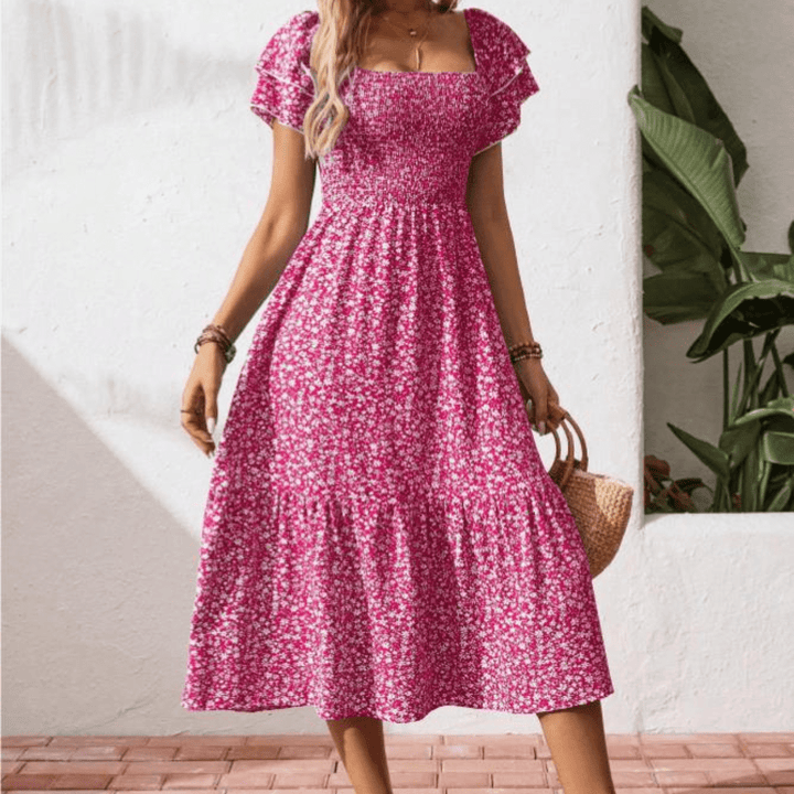 Millie | Timeless Floral Shirred Midi Summer Dresses