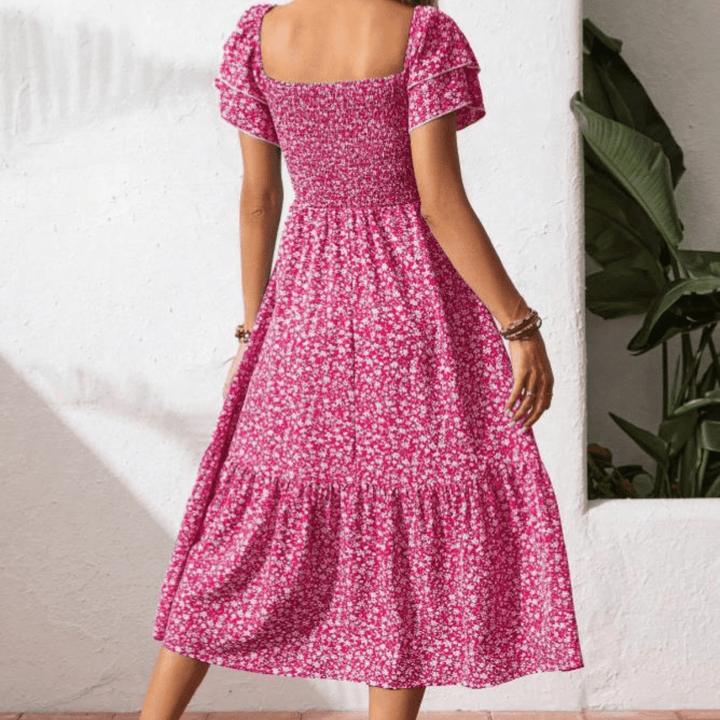 Millie | Timeless Floral Shirred Midi Summer Dresses