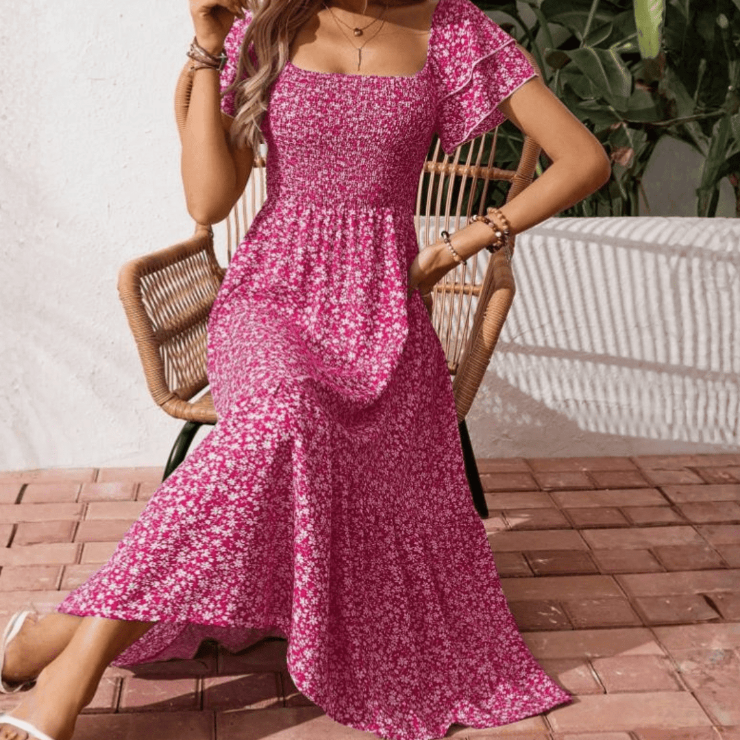 Millie | Timeless Floral Shirred Midi Summer Dresses