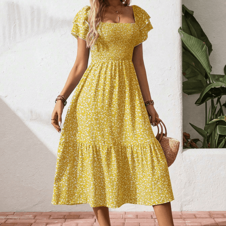 Millie | Timeless Floral Shirred Midi Summer Dresses