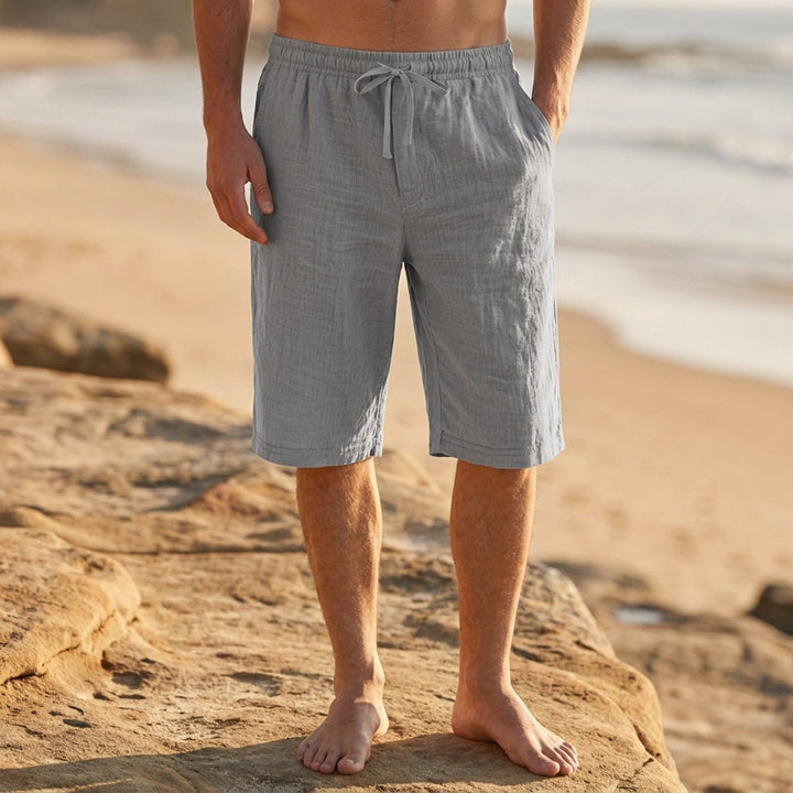 Muhammad | Knee Length Pull-On Drawstring Linen Shorts