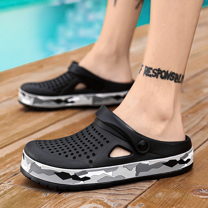 Muhammad | Relaxed Breathable Slip-On Clogs with Camo Sole