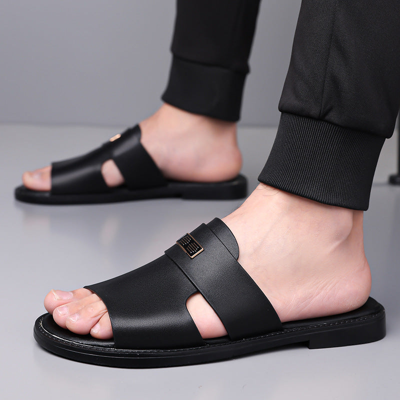 Noah | Cosy Slip-On Mens Sandals with Open Toe Detail