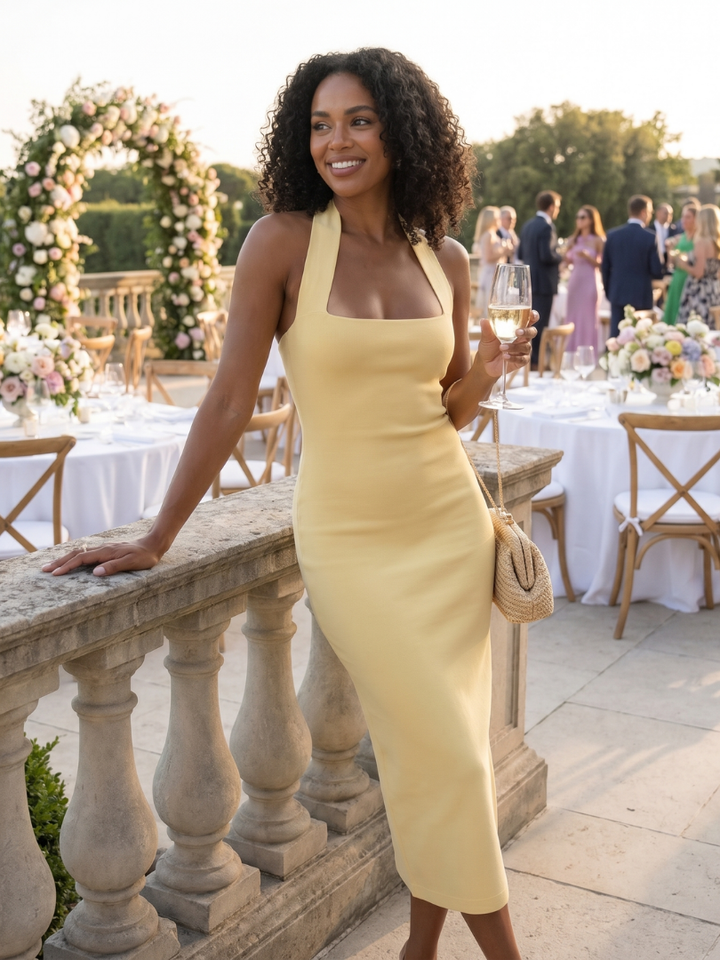 Nora | Elegant Halter Neck Christmas Dress Midi