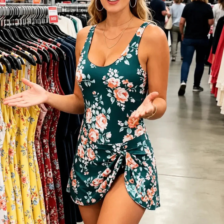 Nora | Floral Side Tie One Piece Swim Dress