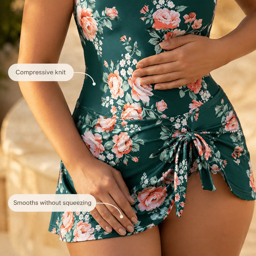 Nora | Floral Side Tie One Piece Swim Dress