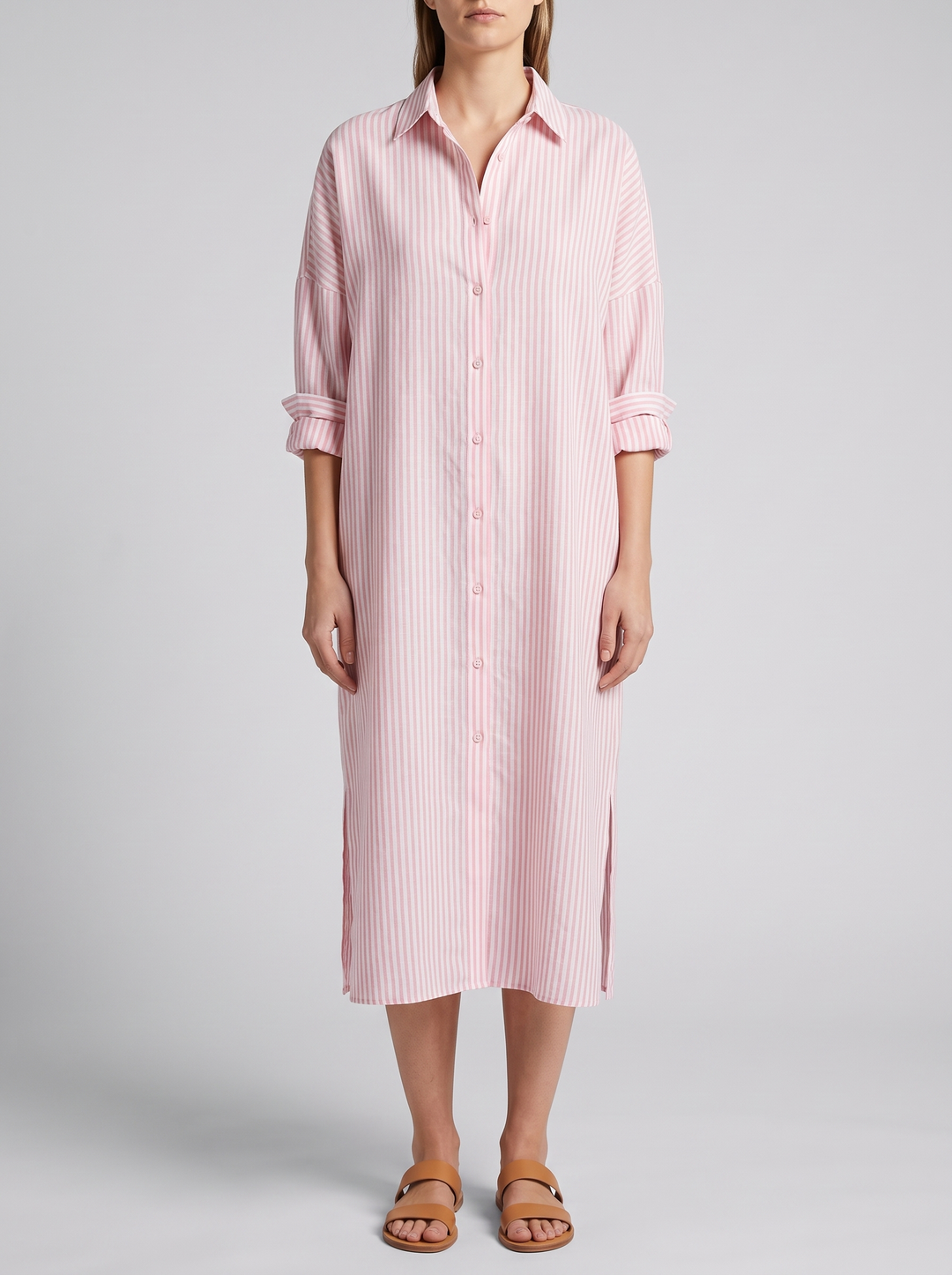 Nora | Relaxed Fit Striped Button-Down Midi Dress