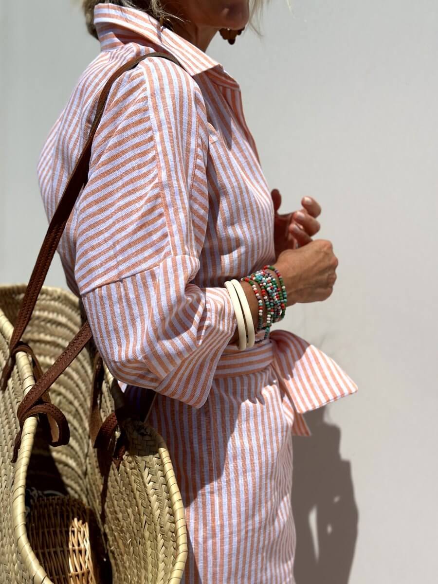 Nora | Relaxed Fit Striped Button-Down Midi Dress