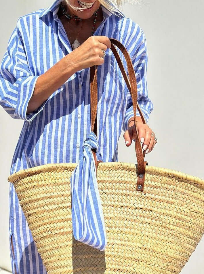 Nora | Relaxed Fit Striped Button-Down Midi Dress