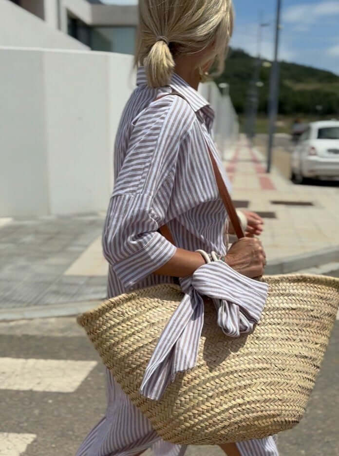 Nora | Relaxed Fit Striped Button-Down Midi Dress