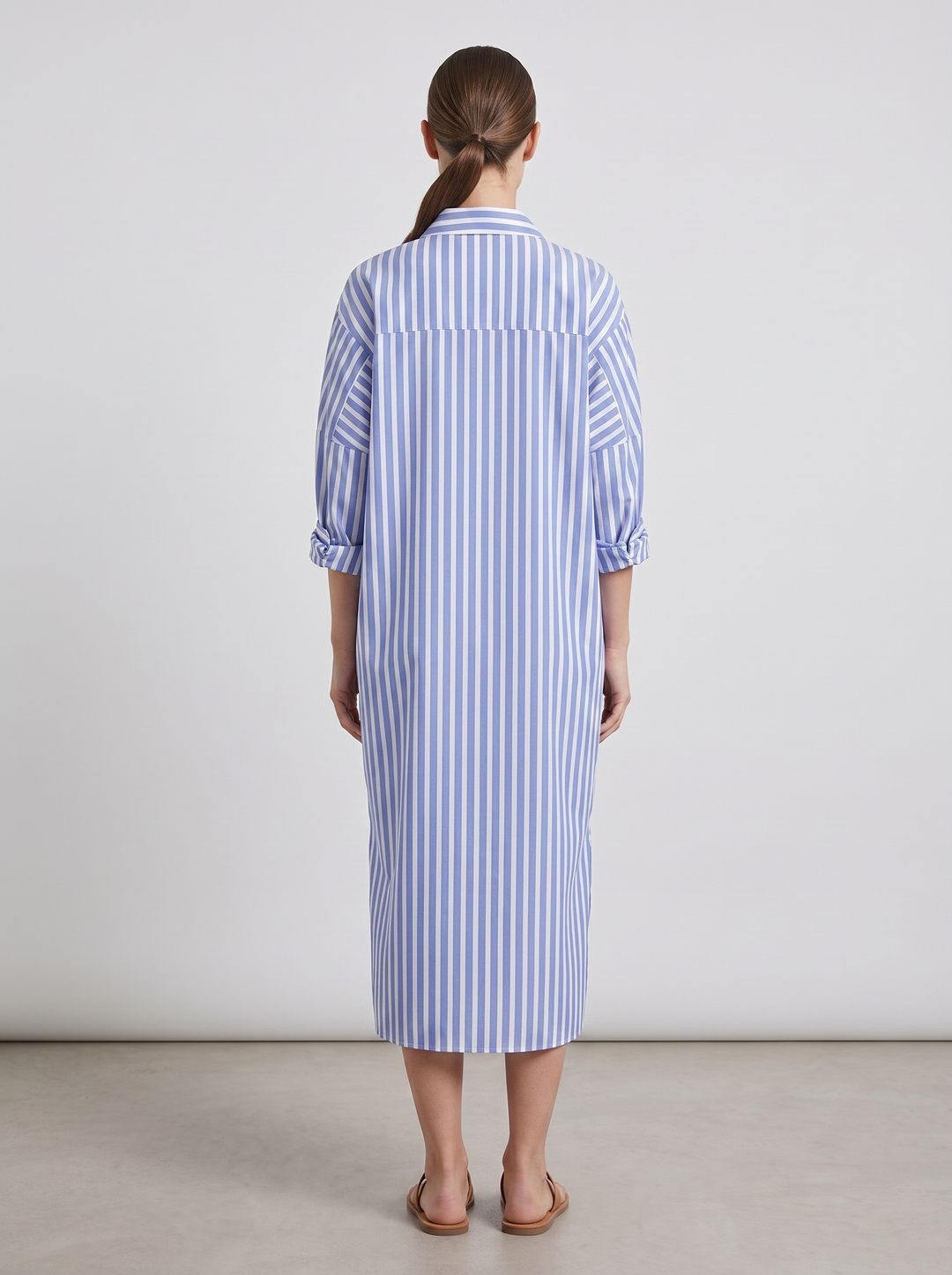 Nora | Relaxed Fit Striped Button-Down Midi Dress