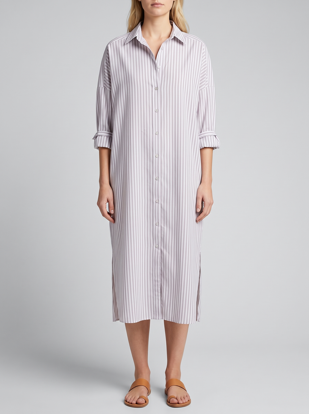 Nora | Relaxed Fit Striped Button-Down Midi Dress