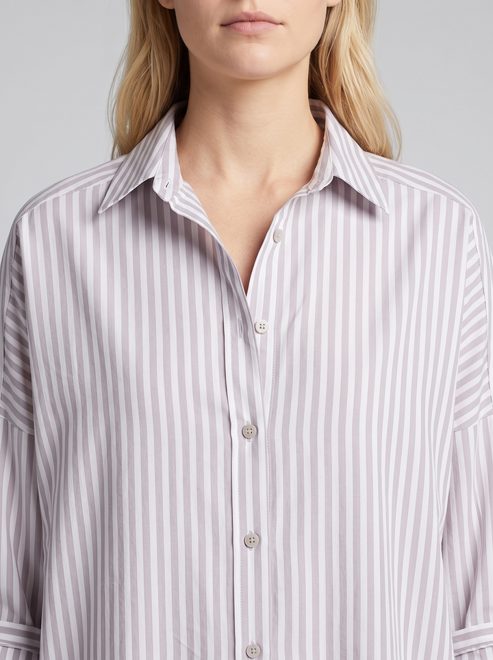 Nora | Relaxed Fit Striped Button-Down Midi Dress