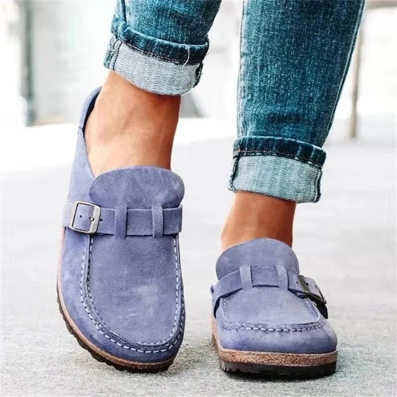 Nora | Stylish Buckle Strap Slip On Mules Clogs