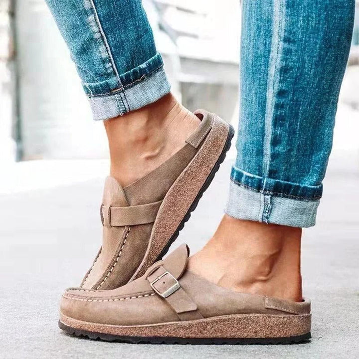 Nora | Stylish Buckle Strap Slip On Mules Clogs
