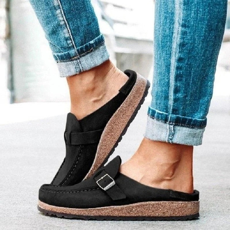Nora | Stylish Buckle Strap Slip On Mules Clogs