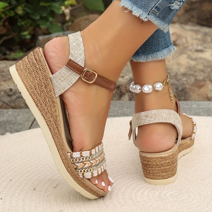 Nora | Timeless Woven Ankle Strap Espadrille Wedges