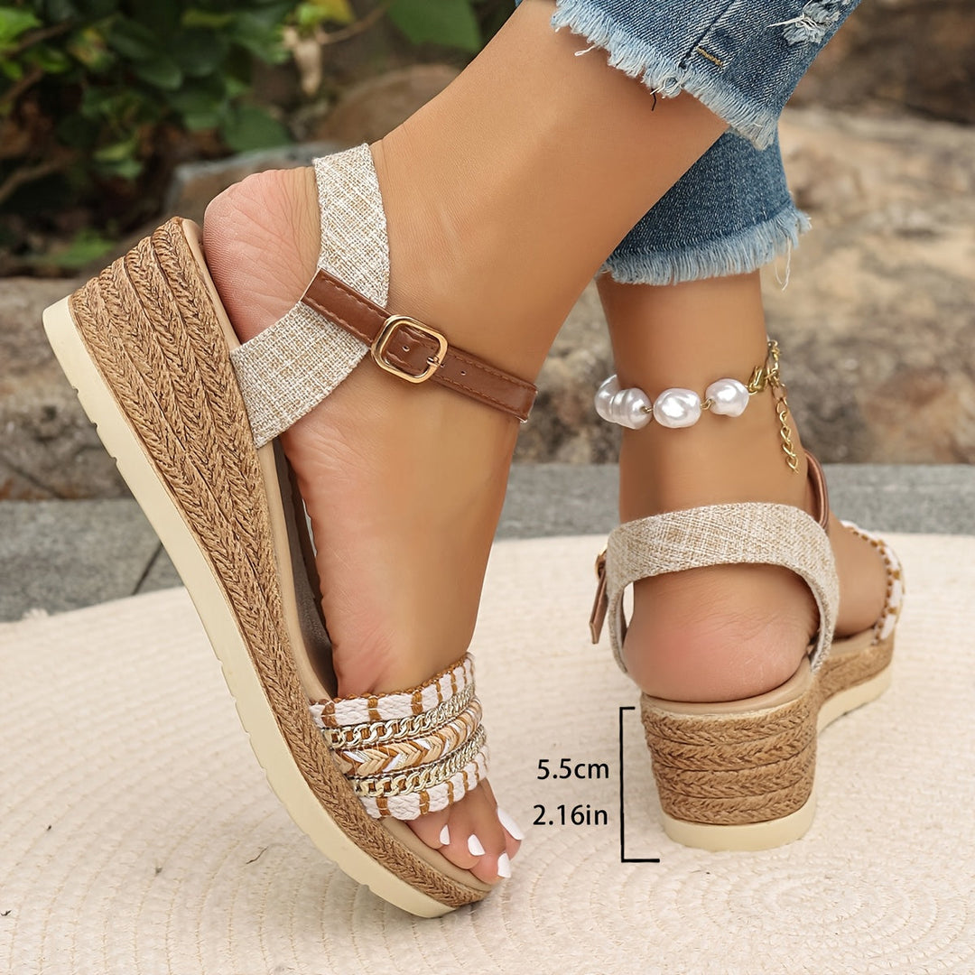 Nora | Timeless Woven Ankle Strap Espadrille Wedges