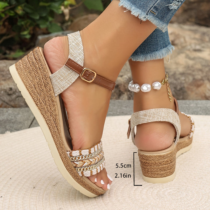 Nora | Timeless Woven Ankle Strap Espadrille Wedges