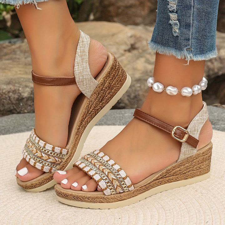 Nora | Timeless Woven Ankle Strap Espadrille Wedges