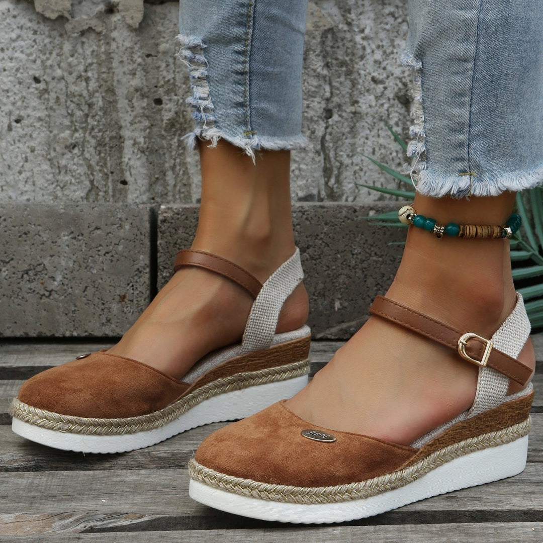 Olive | Elegant Espadrille Wedges with Ankle Strap