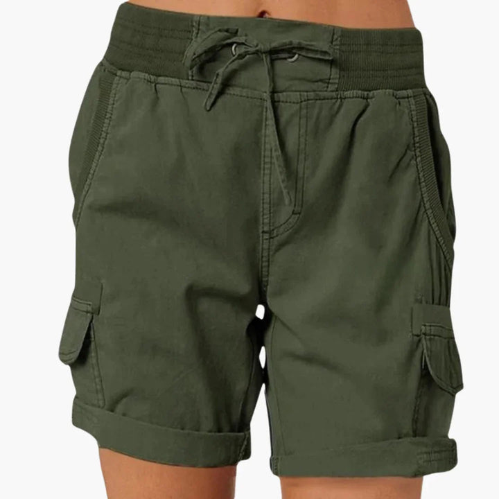 Olive | Stylish Drawstring Cargo Shorts with Pockets