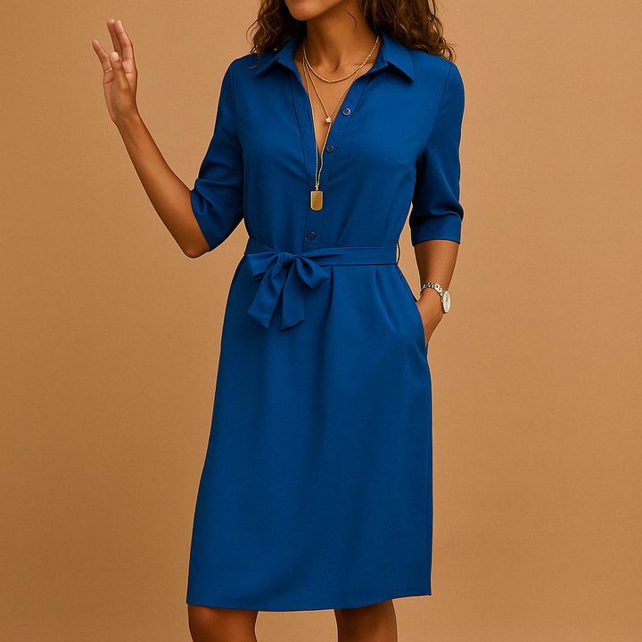Olivia | Cosy Belted Shirt Collar Casual Dress
