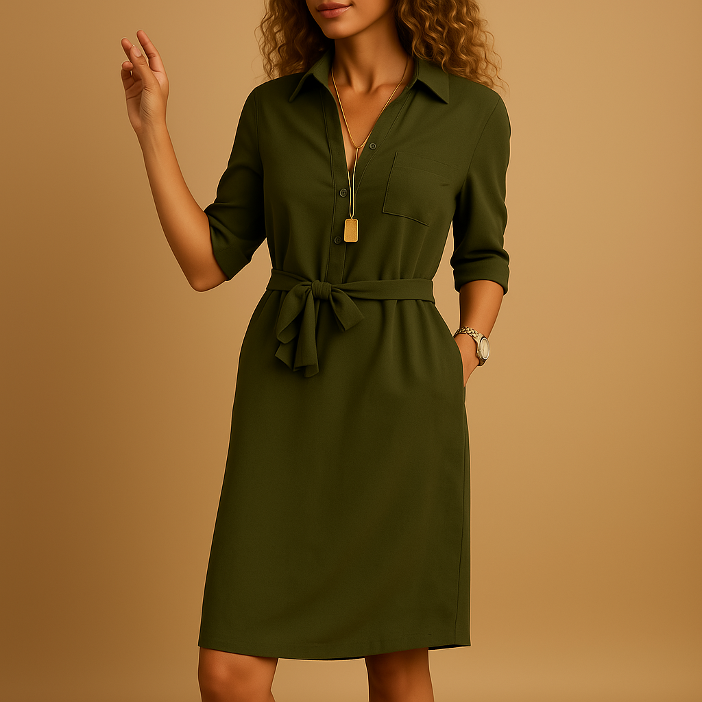 Olivia | Cosy Belted Shirt Collar Casual Dress