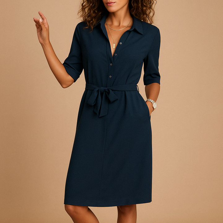 Olivia | Cosy Belted Shirt Collar Casual Dress