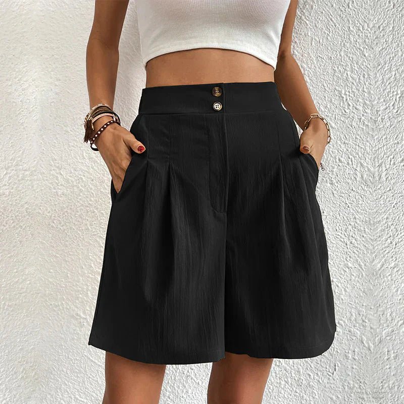 Olivia | Cosy High Waist Wide Leg Pleated Shorts