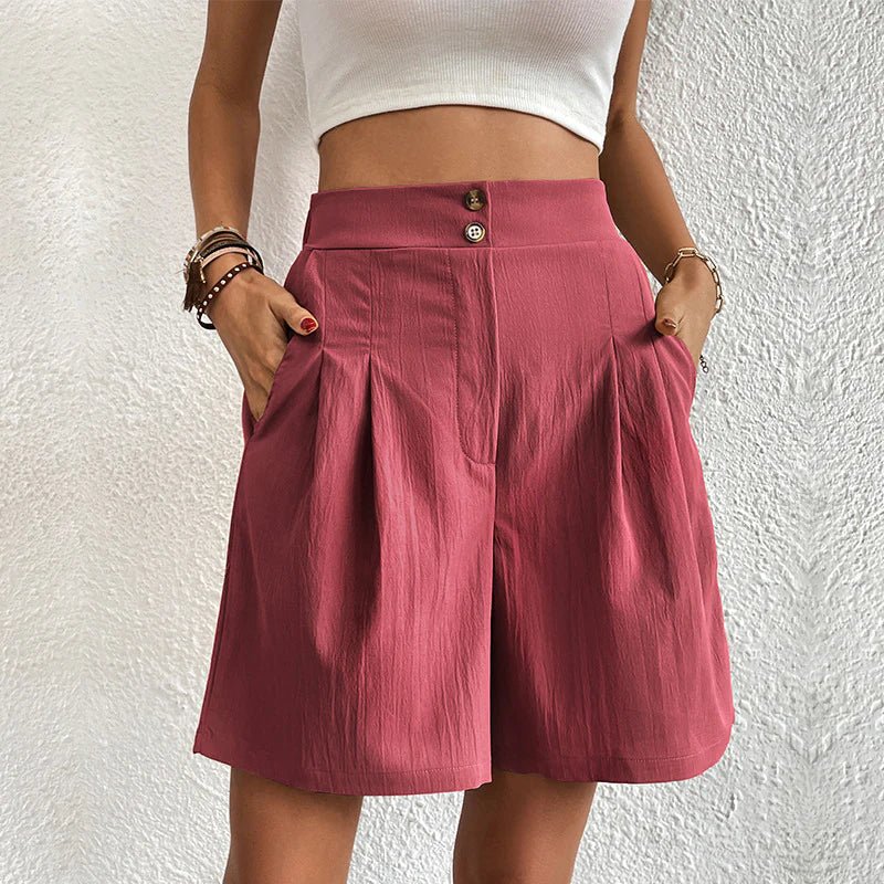 Olivia | Cosy High Waist Wide Leg Pleated Shorts
