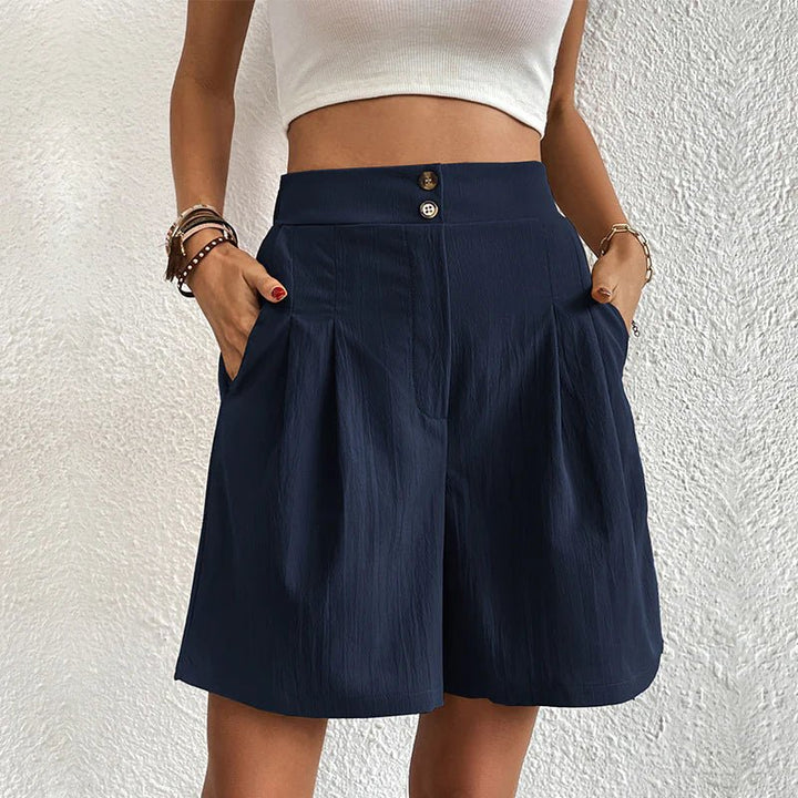Olivia | Cosy High Waist Wide Leg Pleated Shorts