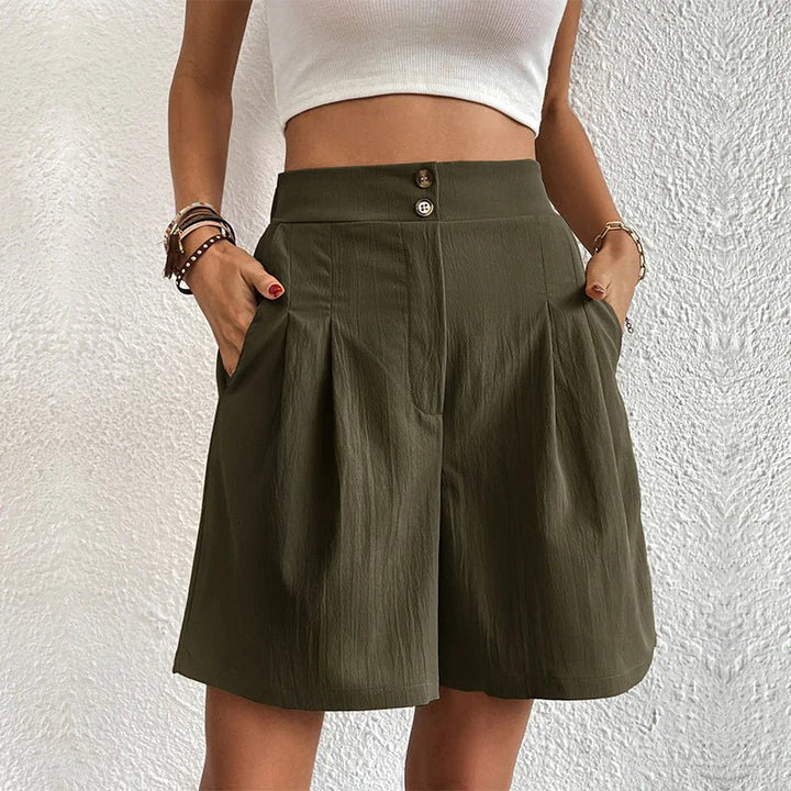 Olivia | Cosy High Waist Wide Leg Pleated Shorts