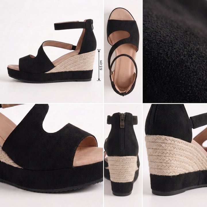 Olivia | Cosy Woven Espadrille Wedges Ankle Strap Sandals