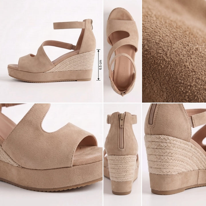 Olivia | Cosy Woven Espadrille Wedges Ankle Strap Sandals