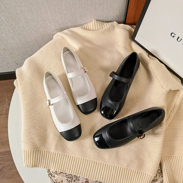 Olivia | Elegant Two-Tone Mary Jane Platform Heels