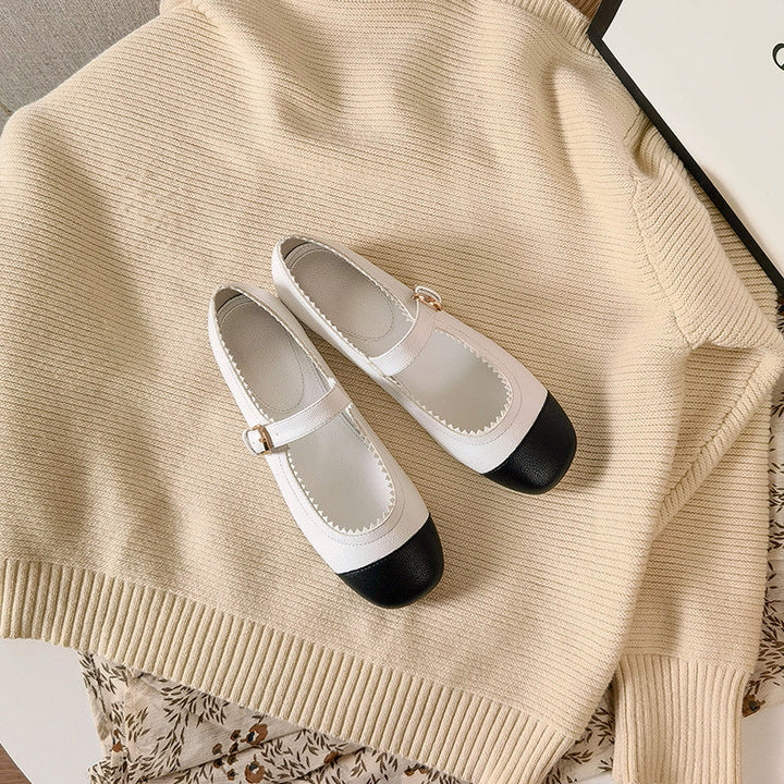 Olivia | Elegant Two-Tone Mary Jane Platform Heels