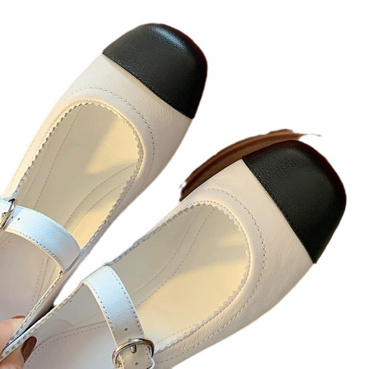 Olivia | Elegant Two-Tone Mary Jane Platform Heels
