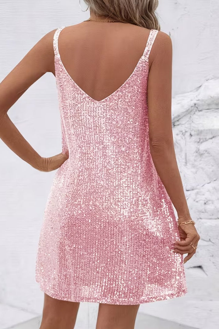 Olivia | Graceful Sequin V-Neck Mini Party Dress
