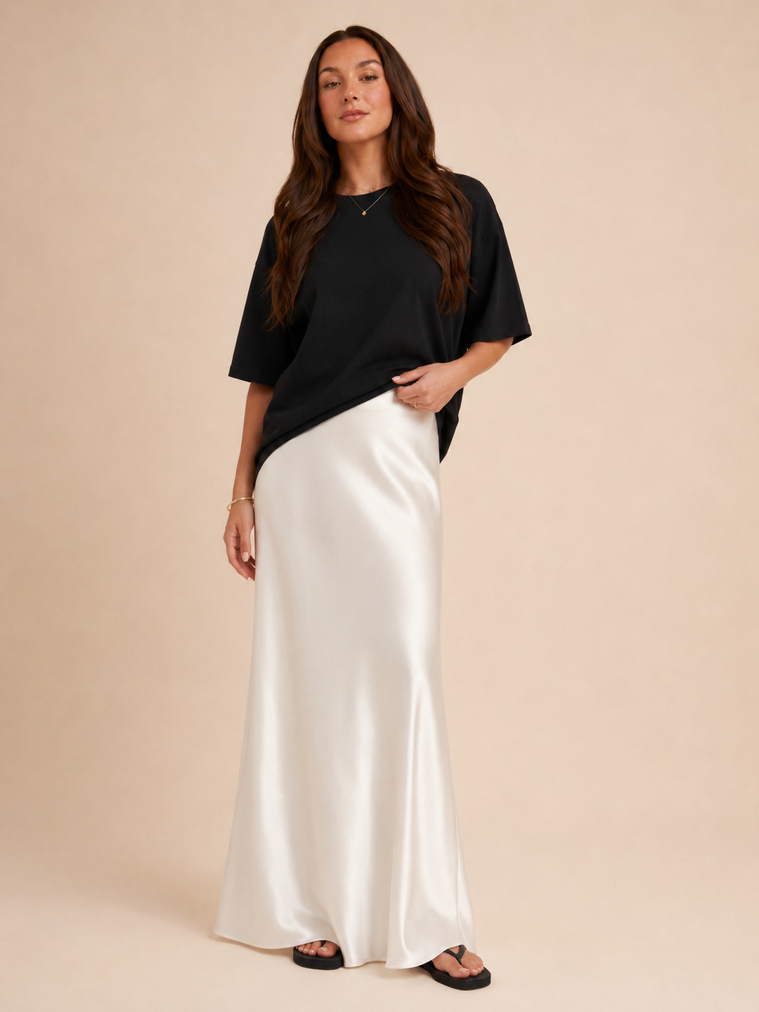 Olivia | Polished High Waisted A-Line Maxi Skirt