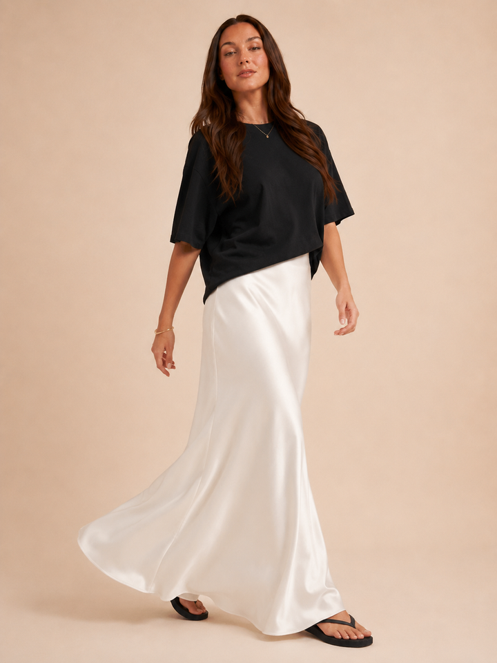 Olivia | Polished High Waisted A-Line Maxi Skirt