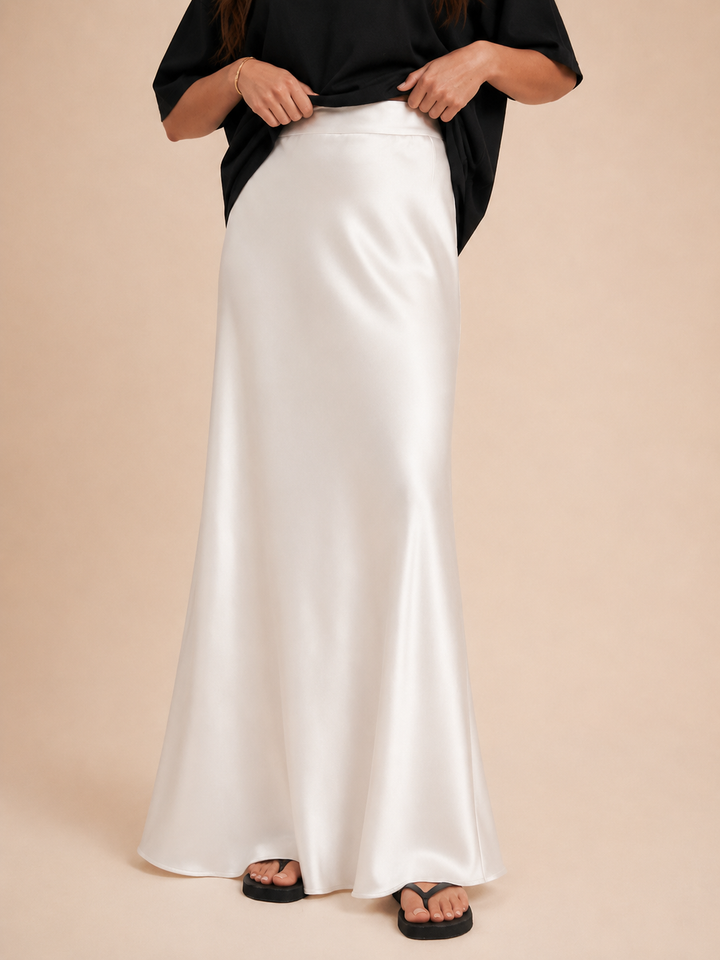 Olivia | Polished High Waisted A-Line Maxi Skirt