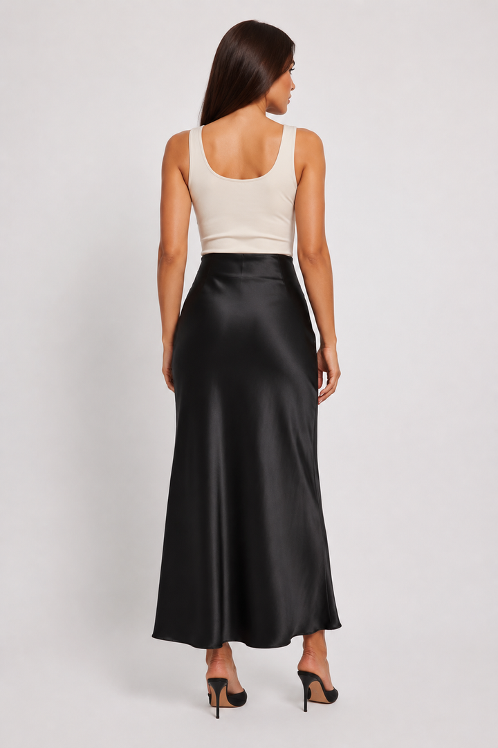 Olivia | Polished High Waisted A-Line Maxi Skirt