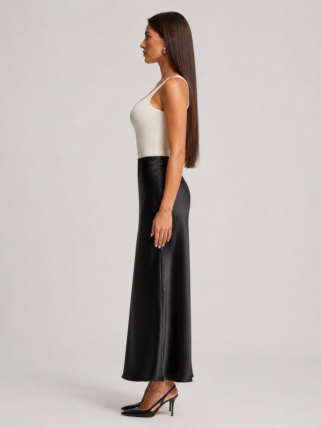 Olivia | Polished High Waisted A-Line Maxi Skirt