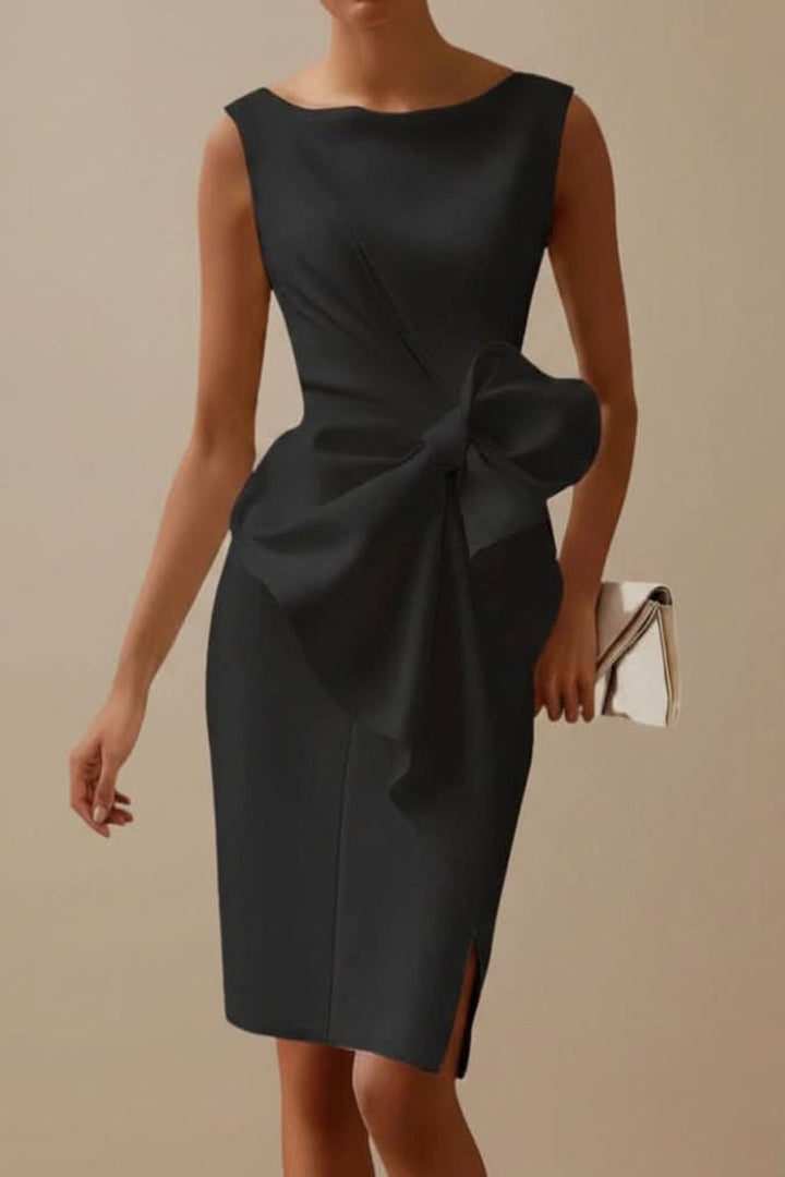 Olivia | Refined Sleeveless Bow-Detail Midi Cocktail Dress