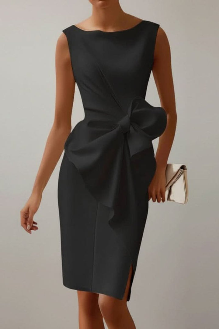 Olivia | Refined Sleeveless Bow-Detail Midi Cocktail Dress